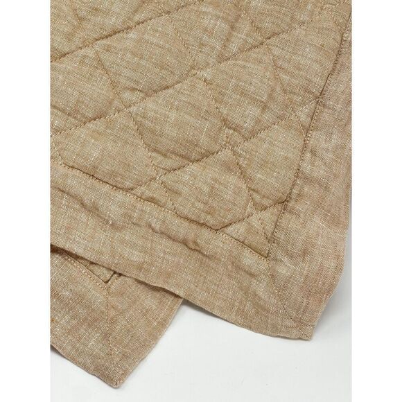 Pottery Barn Kids Toddler European Flax Linen Baby Quilt Blanket 36x50” Orange - Picture 3 of 3